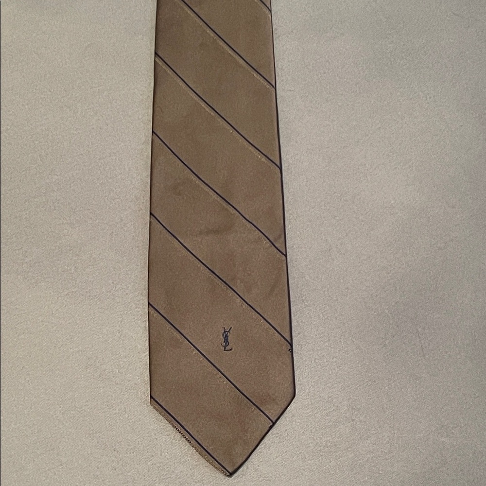 Yves Saint Laurent Tan Diagonal Stripe Tie
